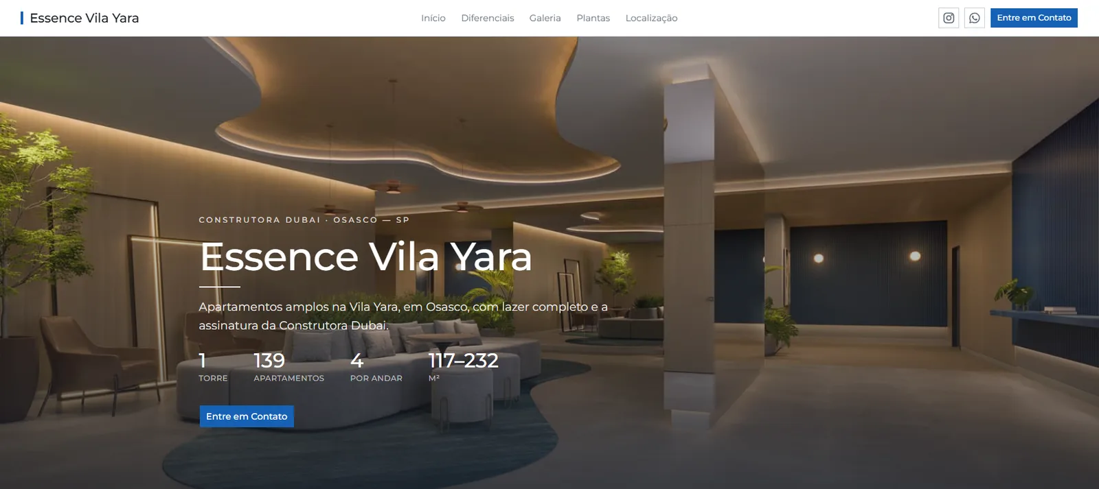 Hero da landing Essence Vila Yara