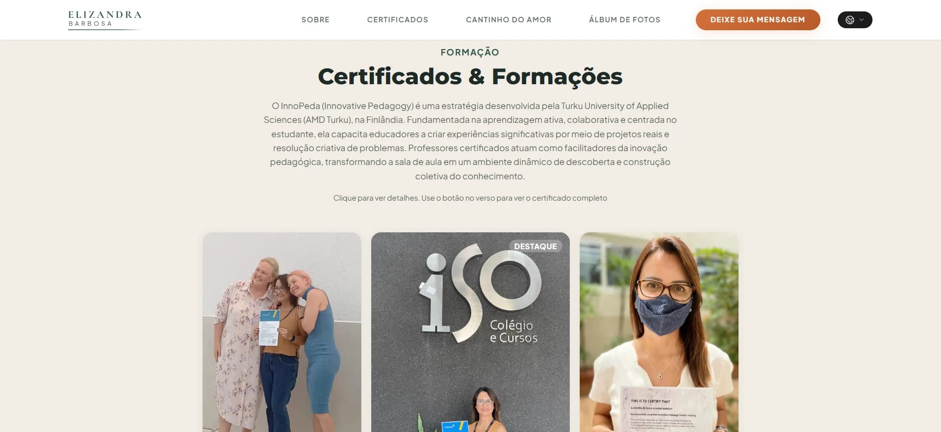 Site Elizandra Barbosa — Certificados